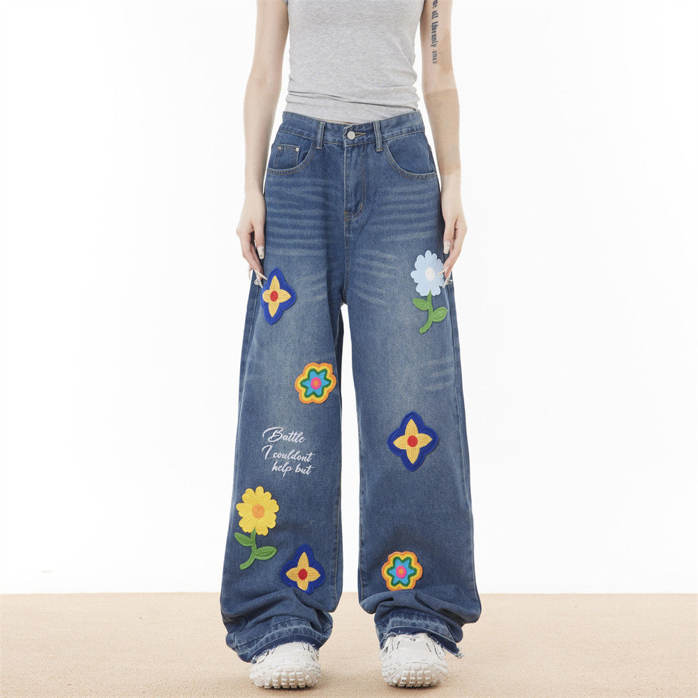 Women's Washed Loose Wide-leg Jeans