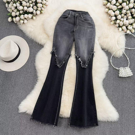 Women's Fashionable Bell-bottom Jeans High Waist Slim Fit Pant