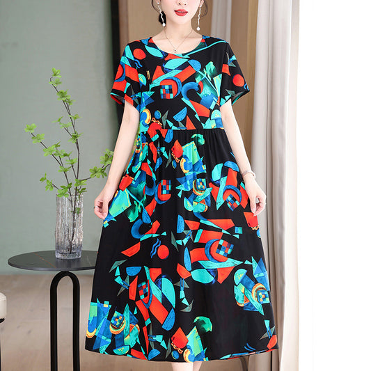 Casual Extra Large Size Cotton Silk  Loose Dress Women