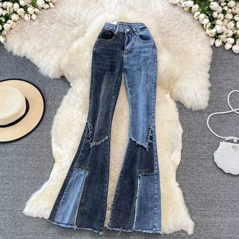 Women's Fashionable Bell-bottom Jeans High Waist Slim Fit Pant