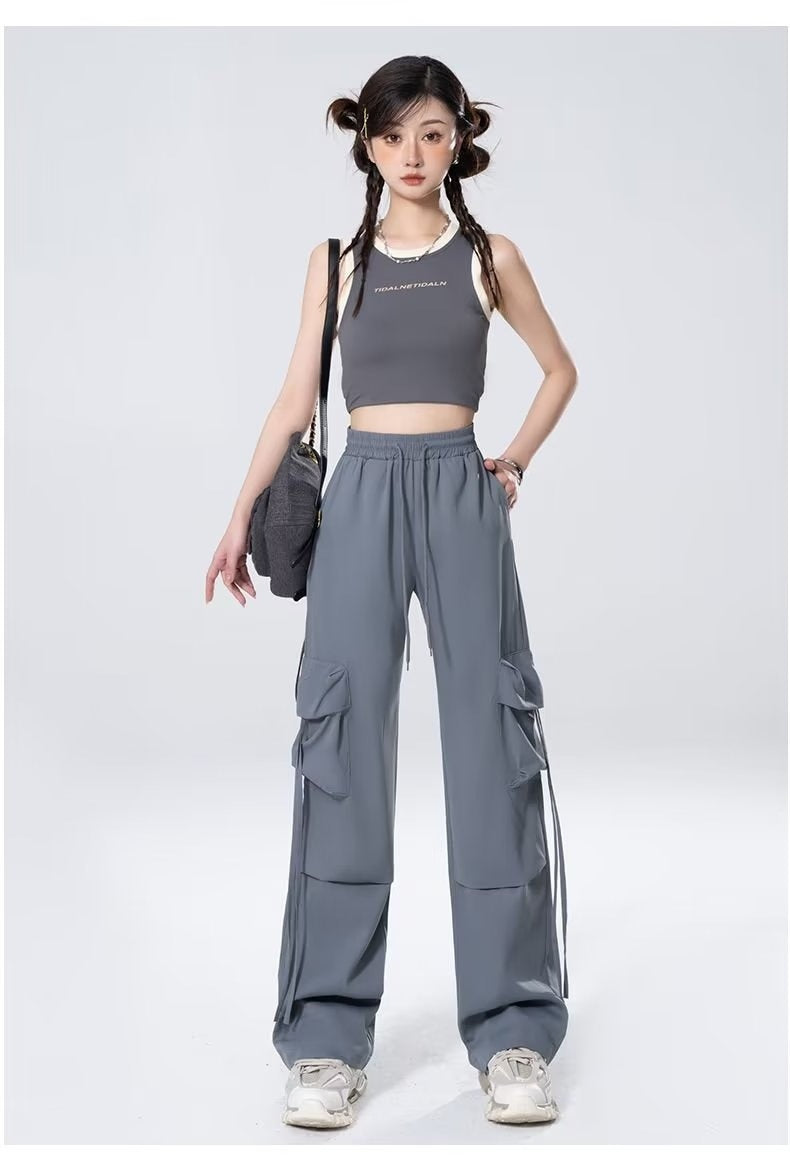 Loose Design Casual Mopping American Retro Trousers Women