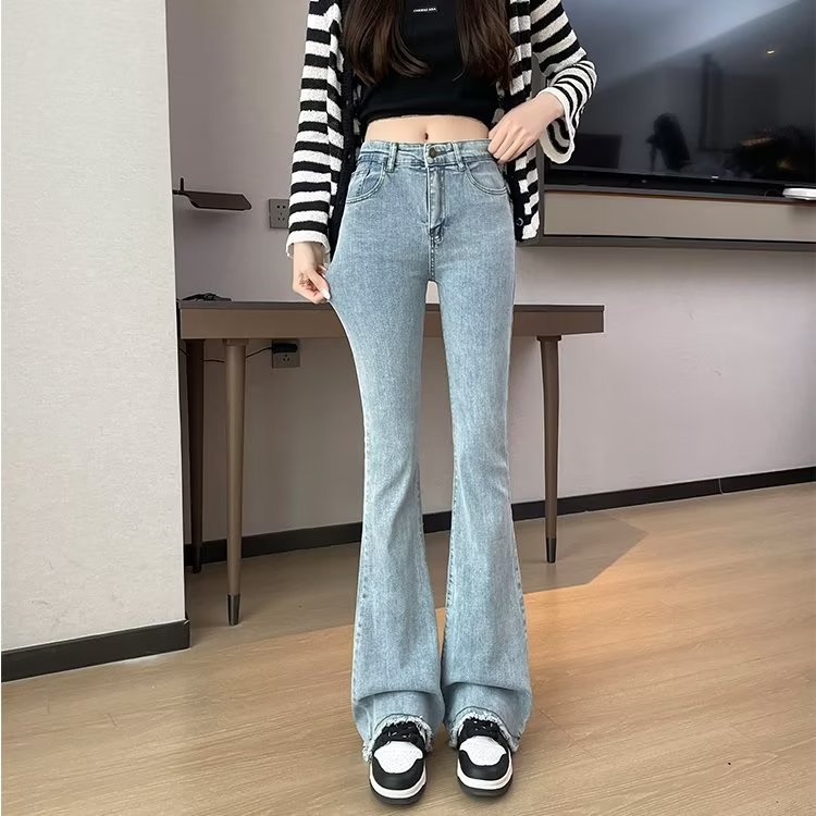 Women's Fashionable Bell-bottom Jeans High Waist Slim Fit Pant