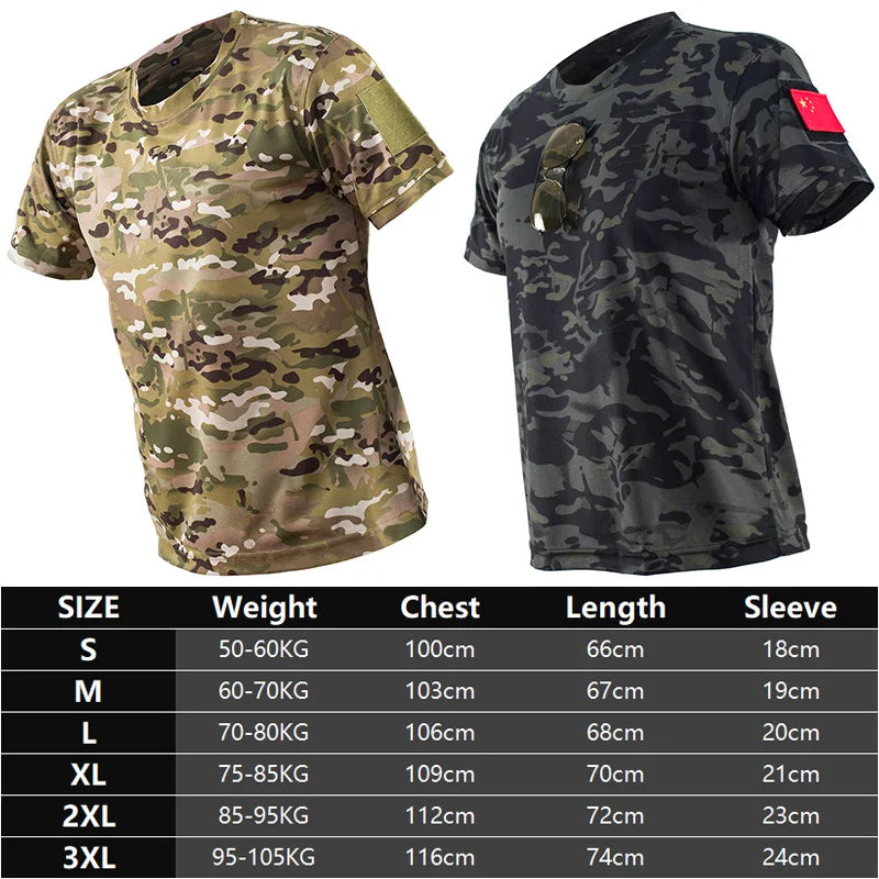 Men T Shirt  Tactical Multicam  Quick-drying Short Sleeve