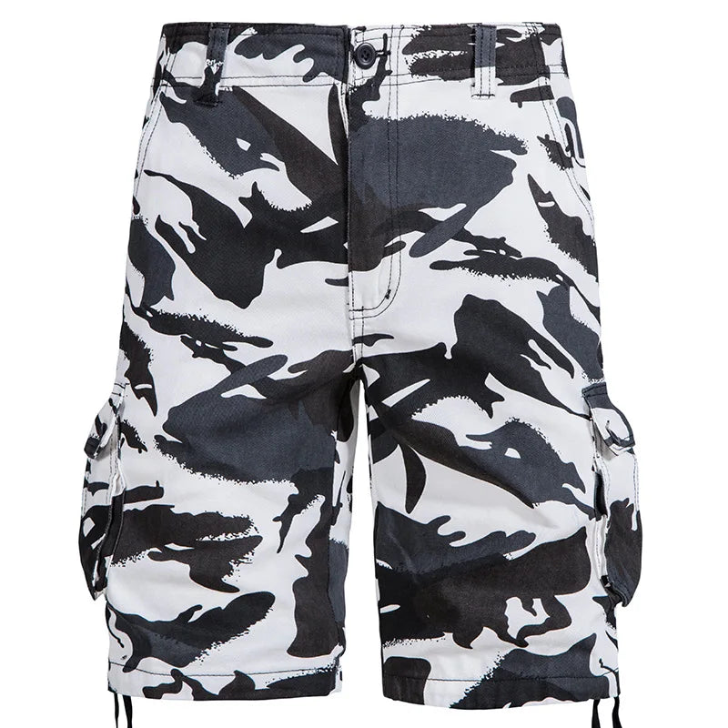 Men's Summer Camouflage Cargo Shorts Jogger Multi-pockets Cotton Casual