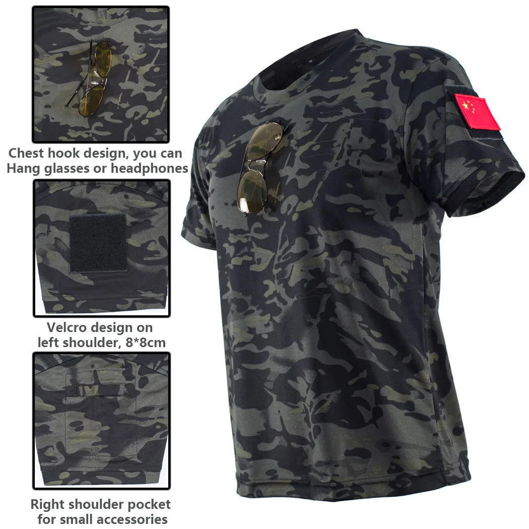 Men T Shirt  Tactical Multicam  Quick-drying Short Sleeve