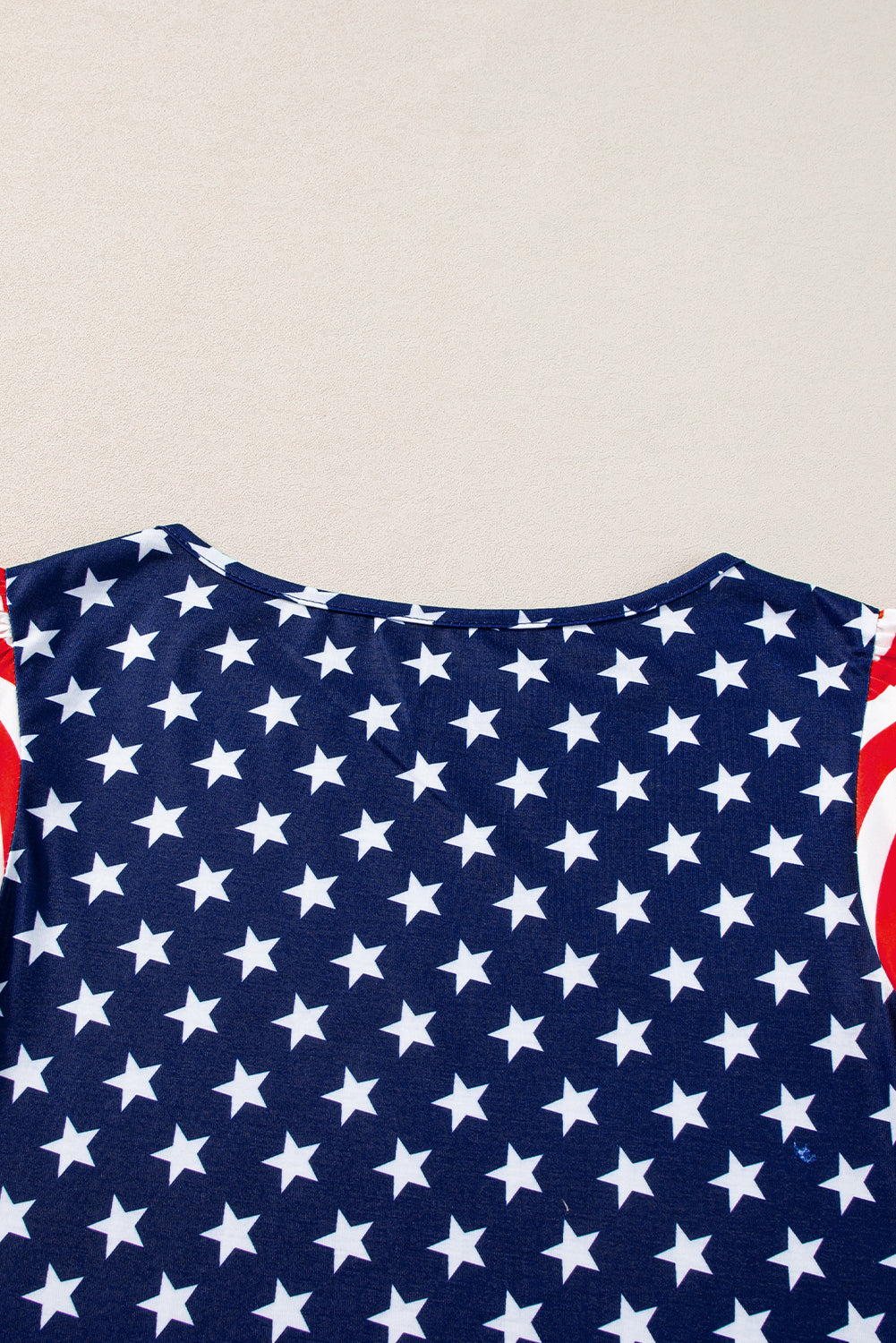 Navy Blue Stars Stripes Puff Sleeve T Shirt