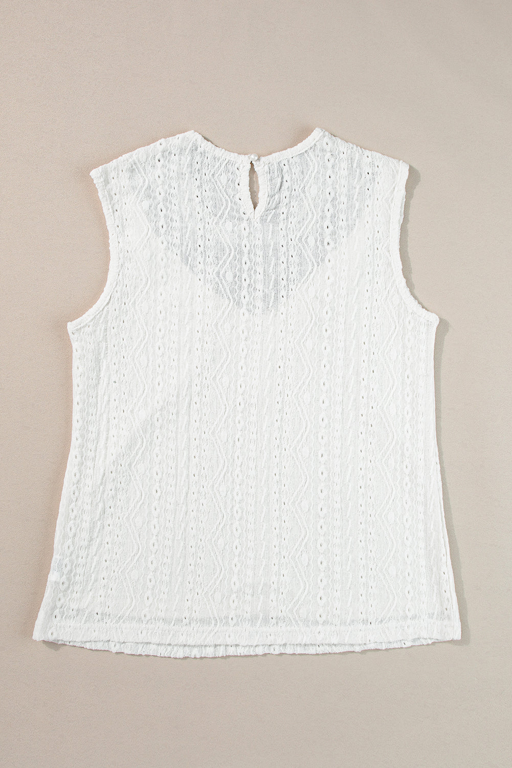 Women's Top White Guipure Lace Crochet Keyhole Back Tank Top