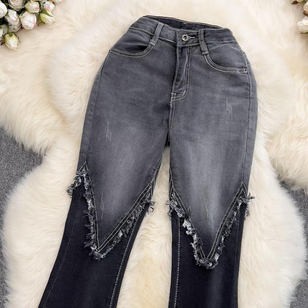 Women's Fashionable Bell-bottom Jeans High Waist Slim Fit Pant